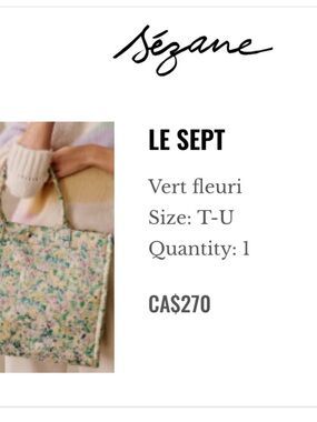 Sezane Le Sept Green Floral Print Tote